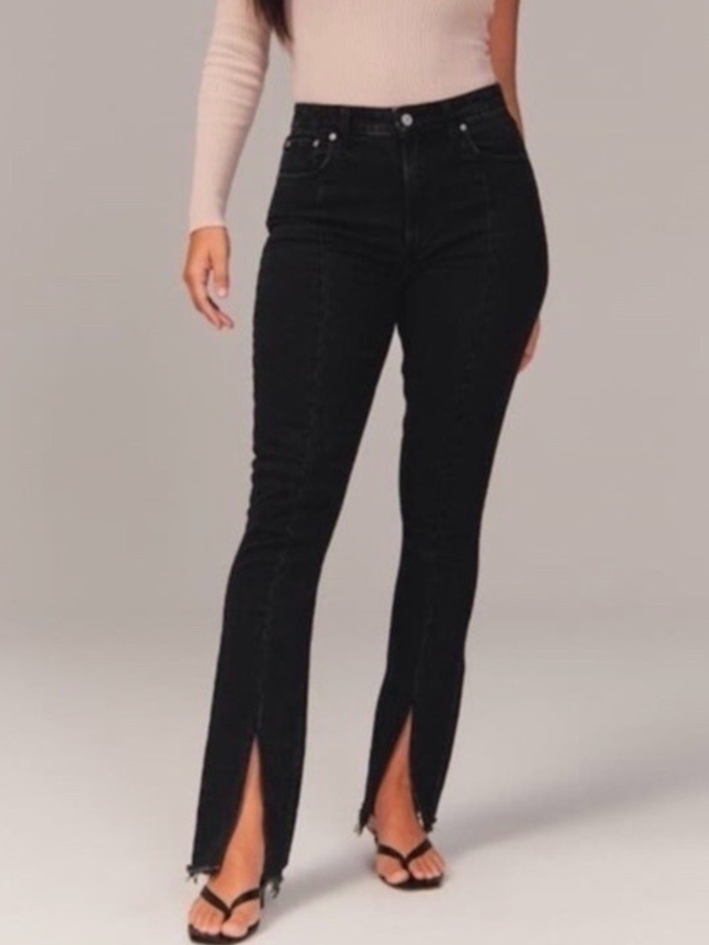 Women’s Abercrombie & Fitch The Skinny High Rise Jeans Split Hem Size 28 Short - Picture 1 of 15